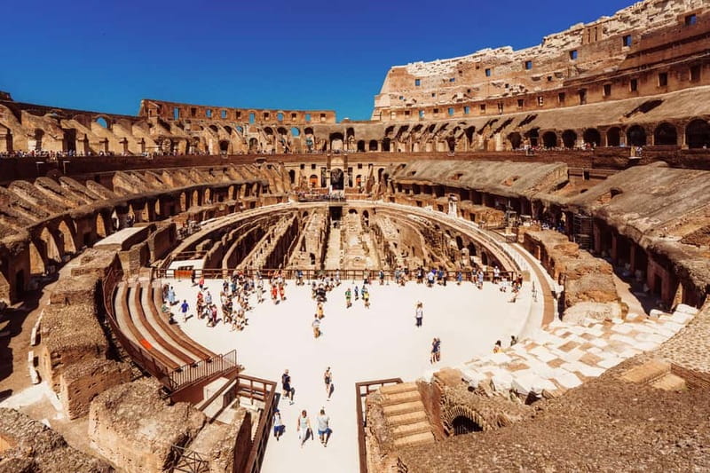 Colosseum & Ancient Rome Access with Optional Arena Upgrade - Arena Floor Upgrade: Standing inside the gladiator level