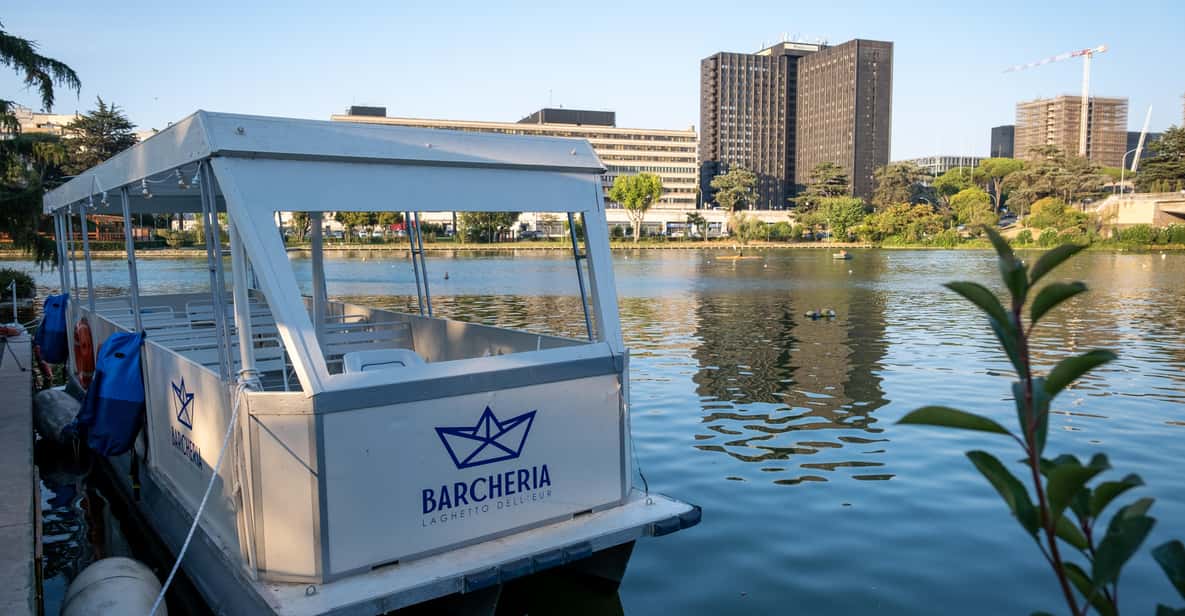 Rome: 30-minute boat tour to Laghetto dell'Eur - Japan Walk Waterfalls and the Pier Aperitif Moment