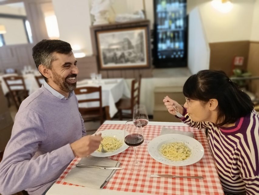 Rome Cooking Class: Handmade Tonnarelli Pasta & Tiramisu - The osteria meal: sauce, wine, and eating what you made