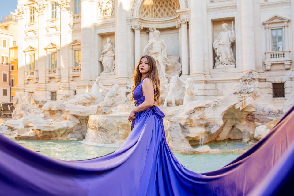 Rome: Flying Dress Photoshoot at Trevi Fountain - The 45-minute Trevi Fountain photo stop: posing, movement, and crowds