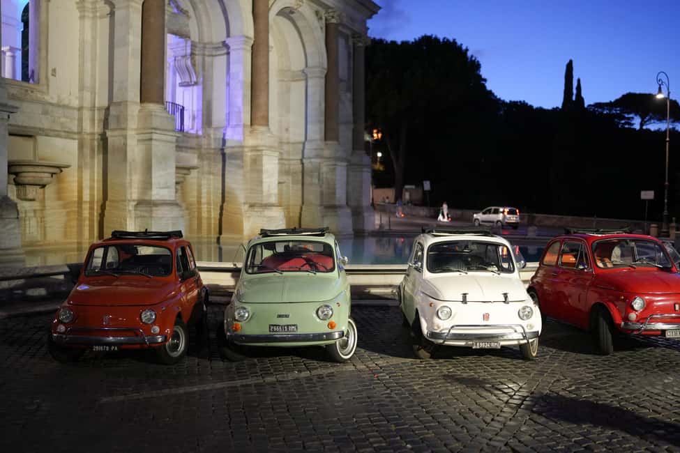 Rome: Night Tour in a Vintage Fiat 500 with Aperol Spritz - Small group (10 people) and practical comfort after dark